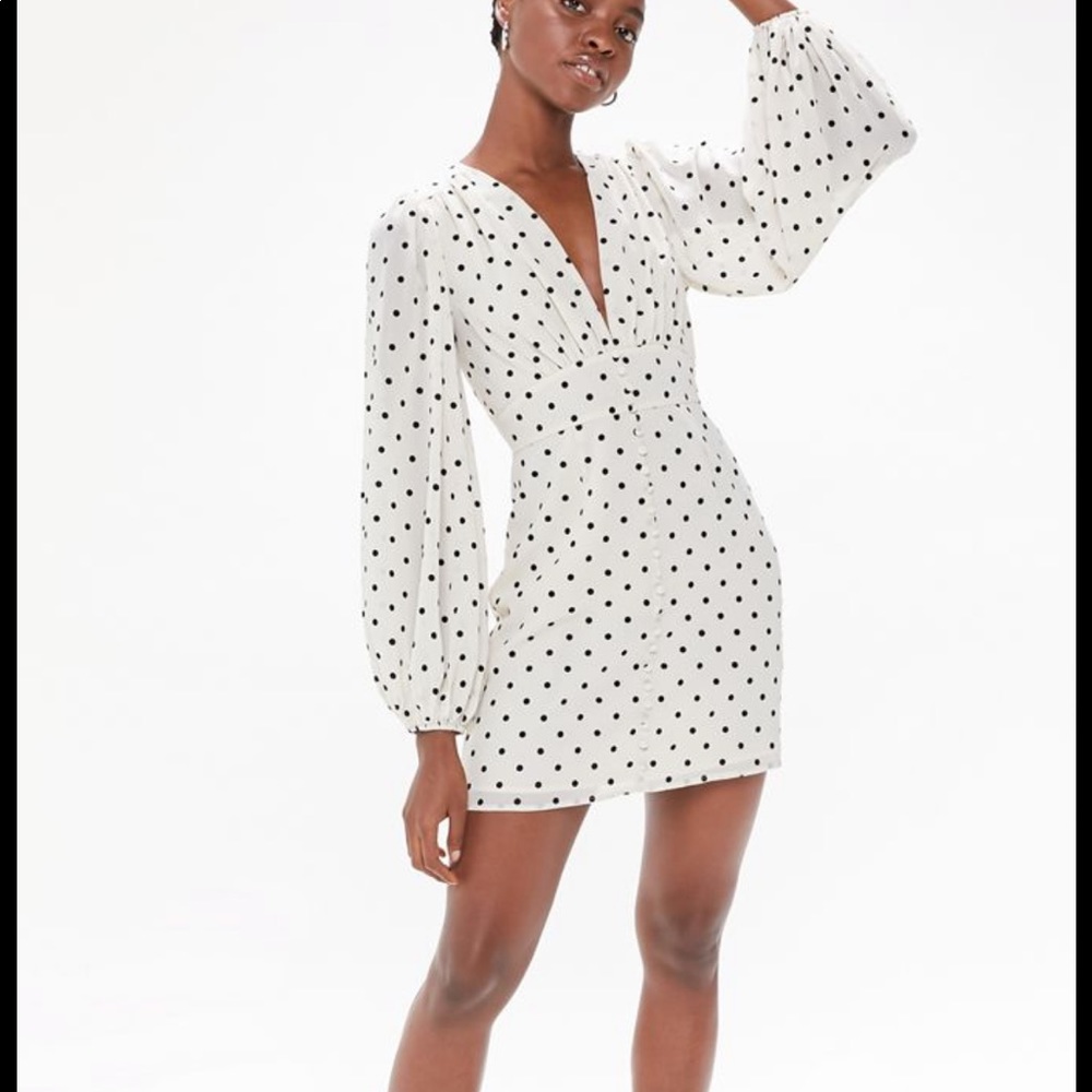UO willow plunging polka dot mini dress